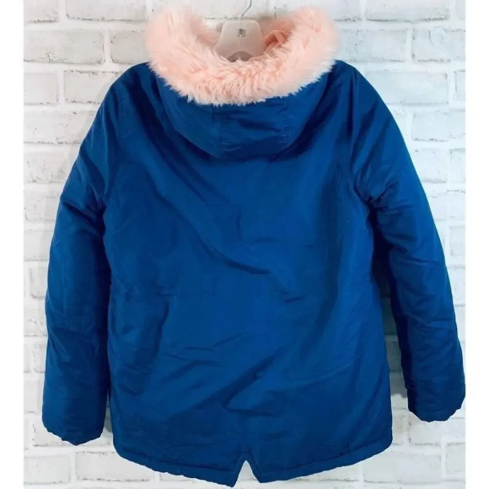Osh Kosh B' Gosh Girls Faux‎ Fur Navy&Pink Coat 12